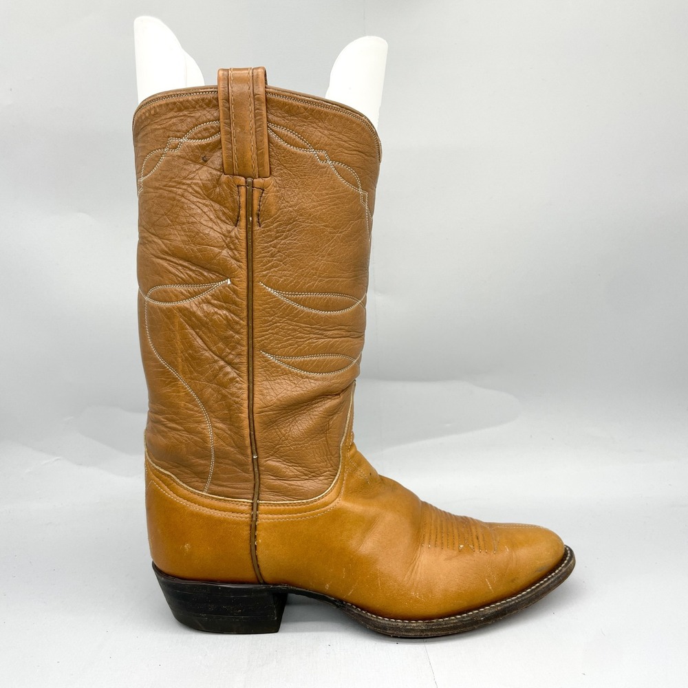 VTG Tony Lama Black Label Mens 10 Tan Leather Western Cowboy Boots Rustic Rodeo